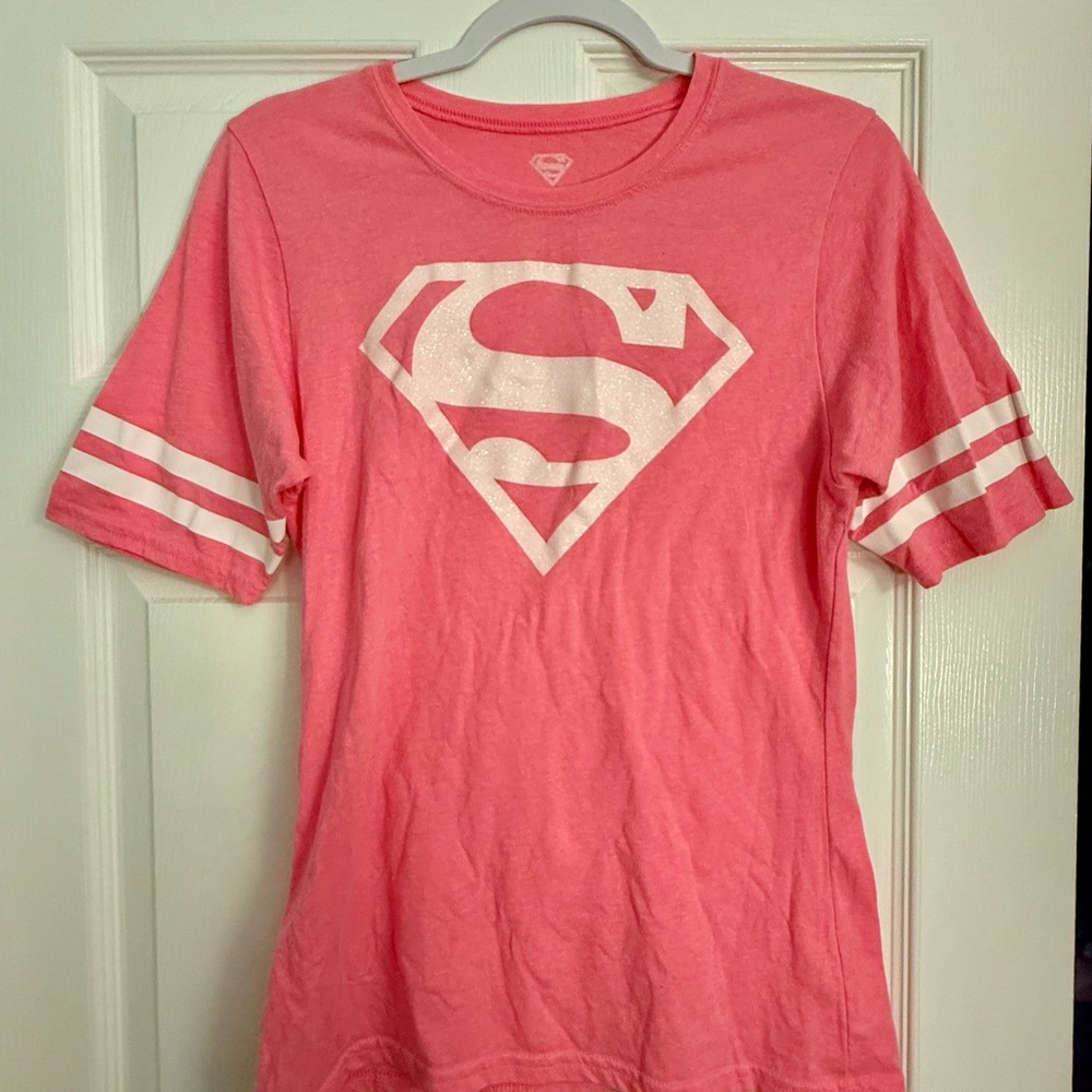 DC Comics Pink and White Superman Short Sleeve Tee